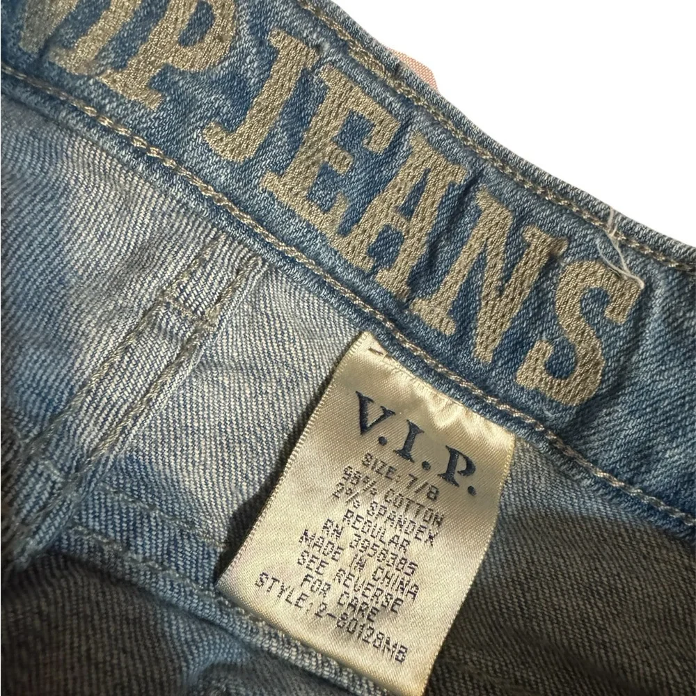 VIP Distressed Skinny Jeans with Red Trim - Picture 5 of 5